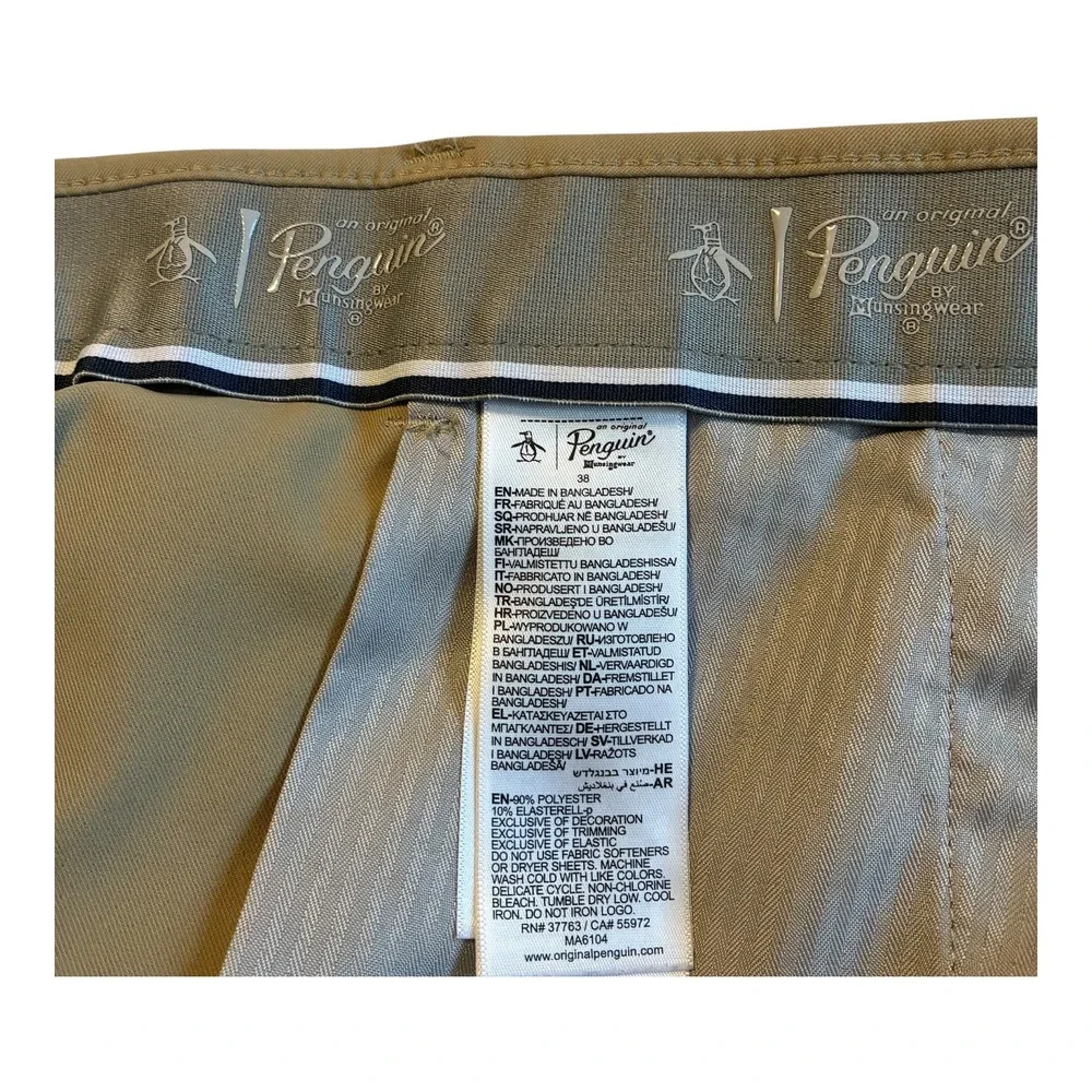 Penguin Golf Shorts Mens 38 Beige Flat Front Casual Classic Fit Lightweight‎
